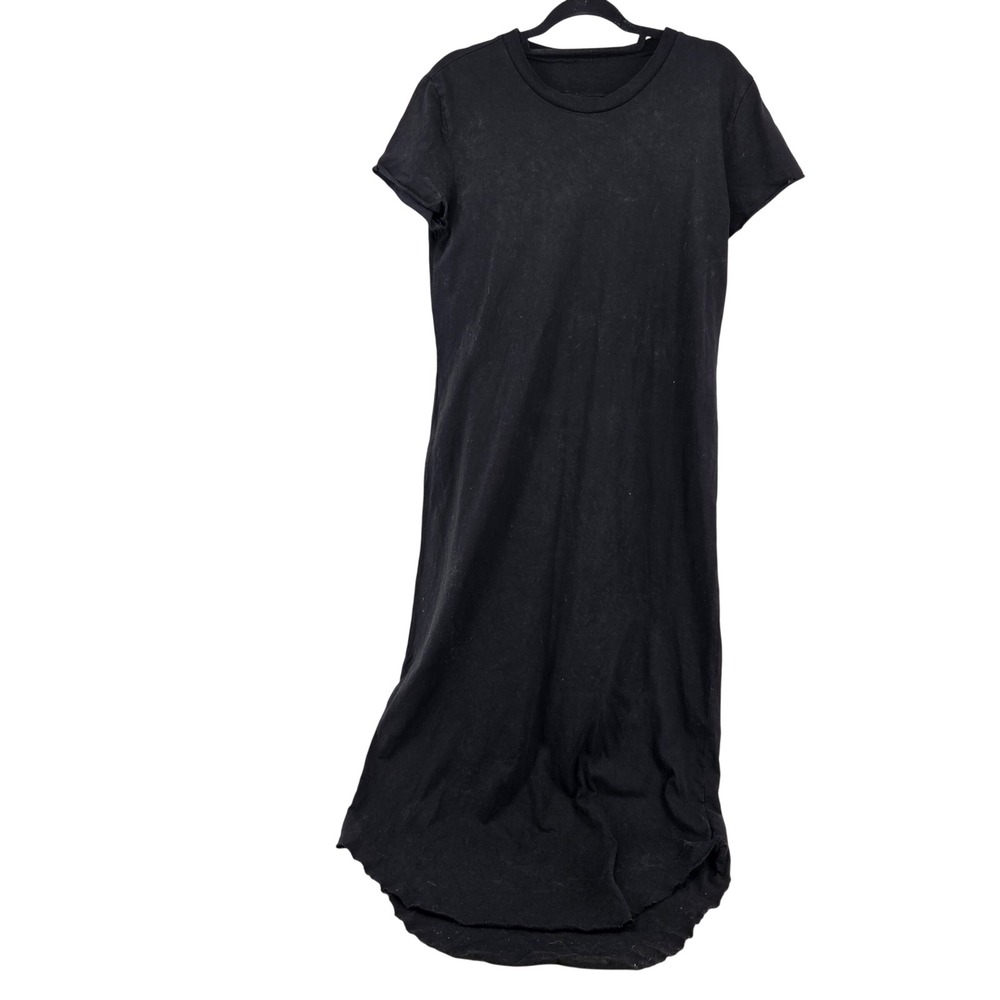 Frank & Eileen Tee Lab Black Maxi T-Shirt Dress High-Low Raw Hem L Comfy‎